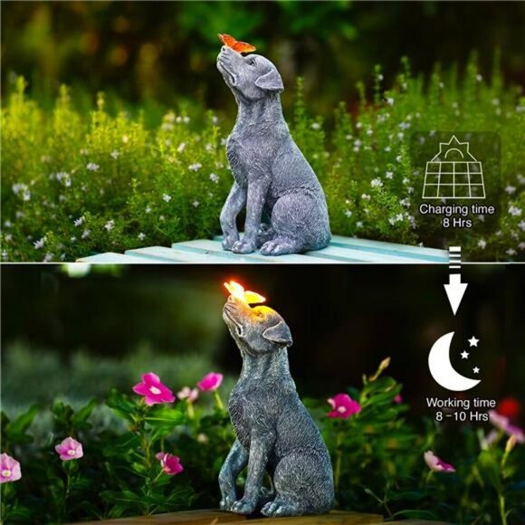 Goodeco Solar Dog Statue Outdoor Garden Decor with Light Gift for Mom Dad Yard - Picture 5 of 8